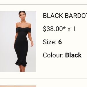 PrettyLittleThing Black Off-Shoulder Dress
